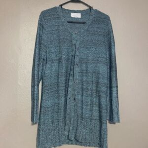 Ladies Brenda French for French Rags Turquoise and gray Cardigan size Large